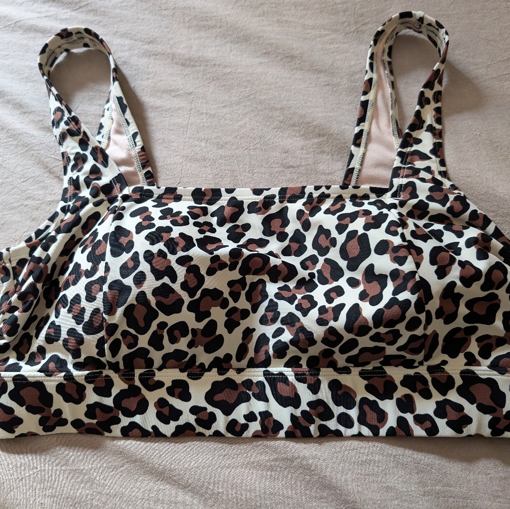 Kona Sol Cheetah print square neck bikini top, size XL